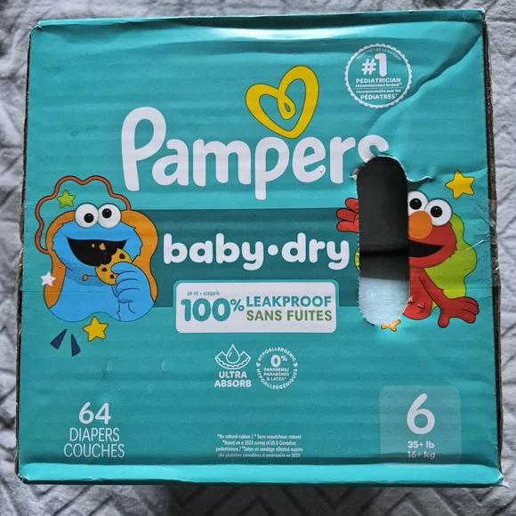 Pampers Baby-Dry Diapers - Size 6 NEW Unopened Box 64 Count - Picture 3 of 3